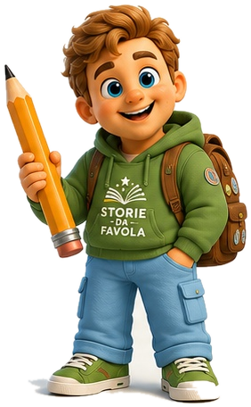 Step, guida ufficiale di Storie da Favola, con felpa verde, zaino e matita
